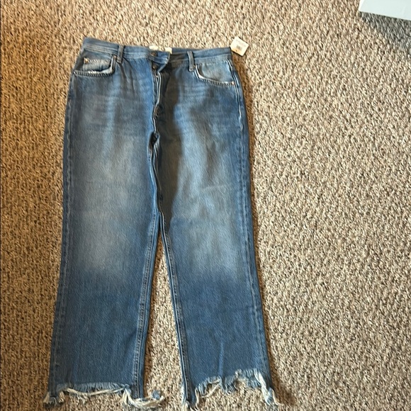 Free People Blue Frayed Hem Jeans - Picture 1 of 3